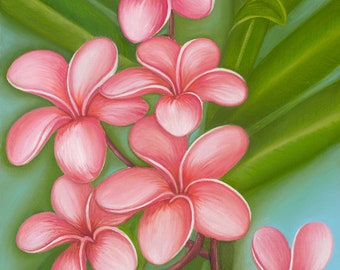 Hochwertige giclee gedruckte Reproduktion (20"x 10" oder 15"x 7" mit Passepartout) "Pink Plumeria"