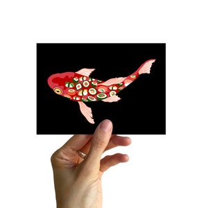 Postkarte A6, Fisch mit Sushi