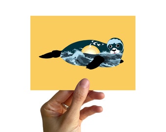 Carte postale A6, SCEAU AVEC VAGUES