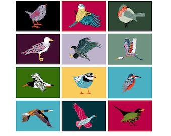 Postcard Set 12 Cards - BIRDS
