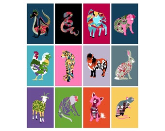 Postcard Set 12 Cards - THE CHINESE ZODIAC SIGNS