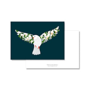 Carte postale A6, colombe aux fleurs de calla