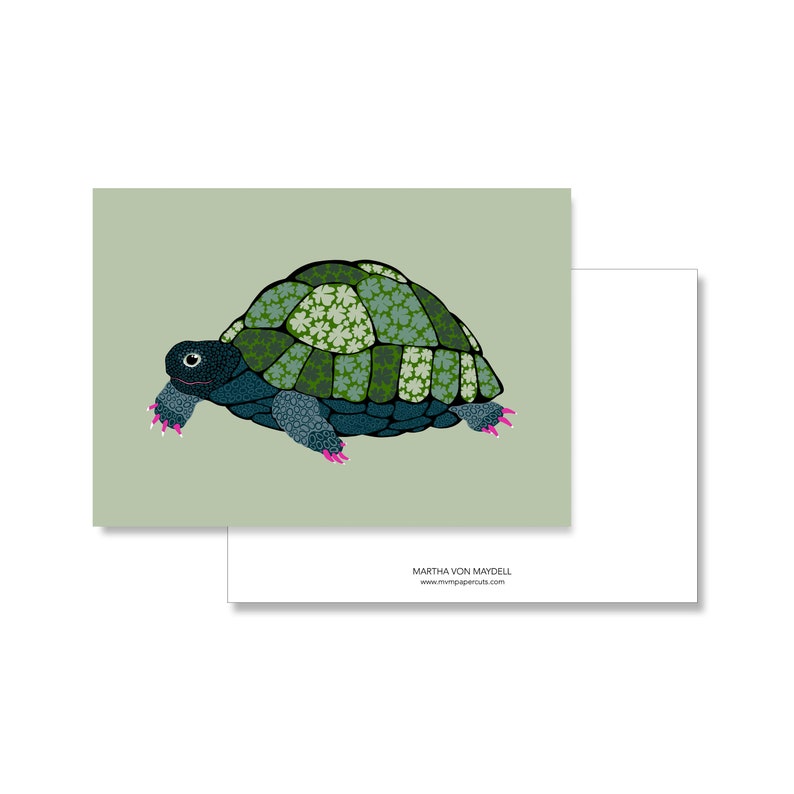 Postcard A6, turtle with clover image 1