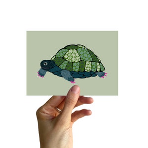 Postcard A6, turtle with clover image 2