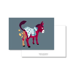 Postkarte A6,Tischlein deck dich, Esel