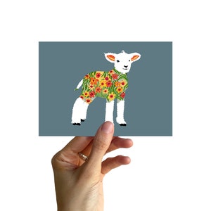 Postkarte A6, LAMM MIt OSTERGLOCKEN