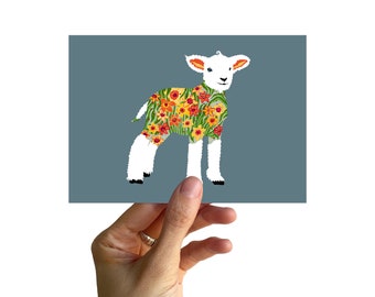 Postcard A6, LAMB WITH EASTER BELLS