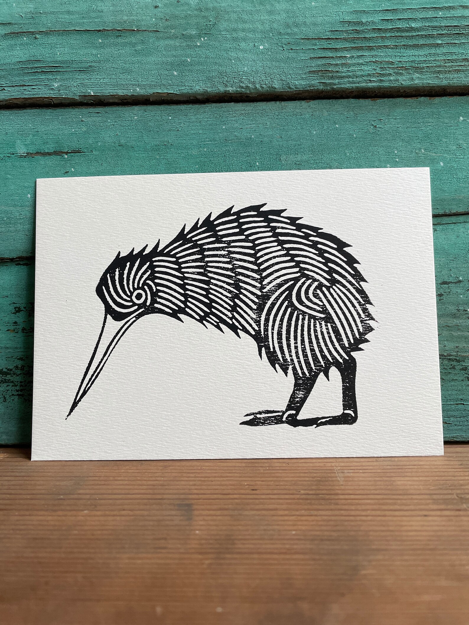 ART CARD KIWI handmade linocut print postcards postcard Etsy