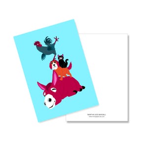 Postkarte A6, Die Bremer Stadtmusikanten, Grimmsmärchen