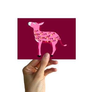 Postal A6, burro de cumpleaños