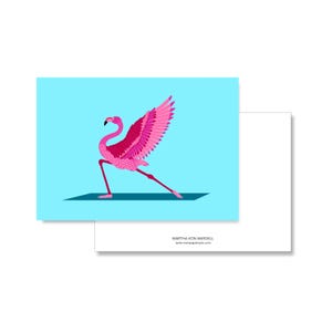 Postkarte A6, YOGA FLAMINGO