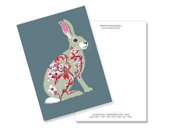 Postcard A6, Chinese Zodiac Sign RABBIT