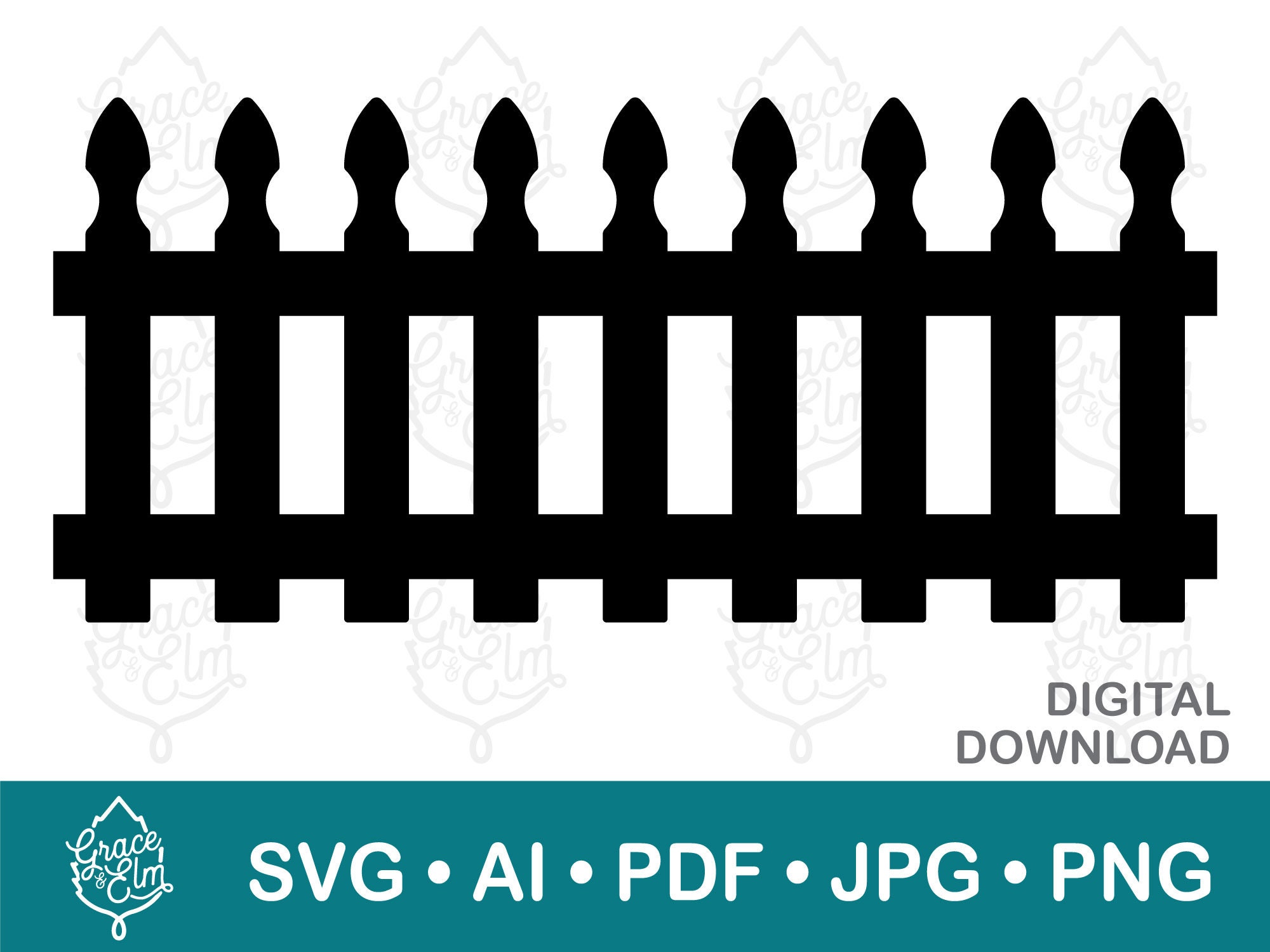 Picket Fence svg Fence Cut File Descarga digital svg png pdf ai Laser ...