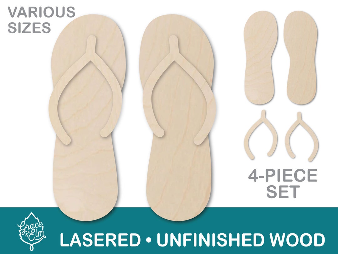 Wooden Flip Flops Unfinished Wood Do It Yourself Summer Decor Beach