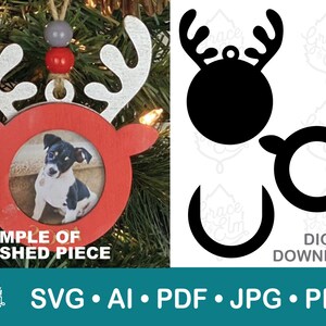 Reindeer Ornament SVG - Christmas Ornament - Digital Download - DIY - Christmas Decor - Craft Supplies - Cut Files
