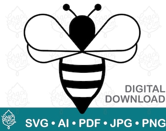 Bee Digital Download , Vector format, Silhouette - SVG, AI, PNG - Create Your Own - Do it Yourself