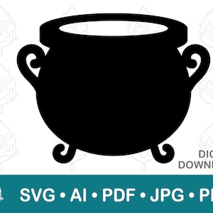 Cauldron SVG - Witches Cauldron- Halloween Cauldron Download - Laser Cut File - Silhouette - Cricut - svg png ai jpg pdf - Craft Supplies
