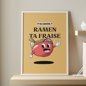 Ramen Ta Aardbei - Vintage Retro Cartoon Poster