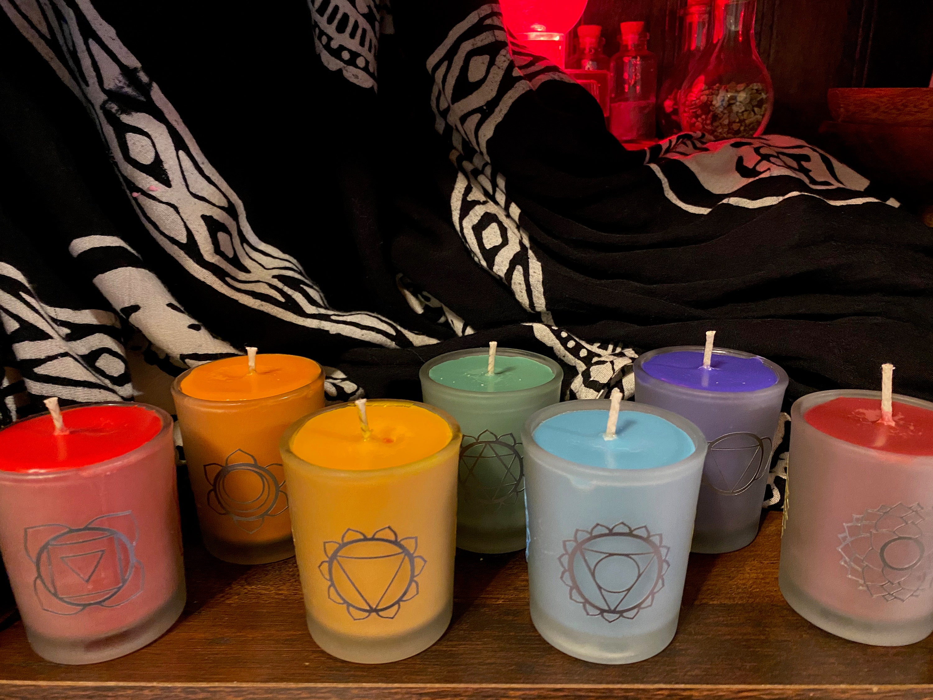 Chakra Candles Votive in Holder Handpoured Chakra Balancing Etsy