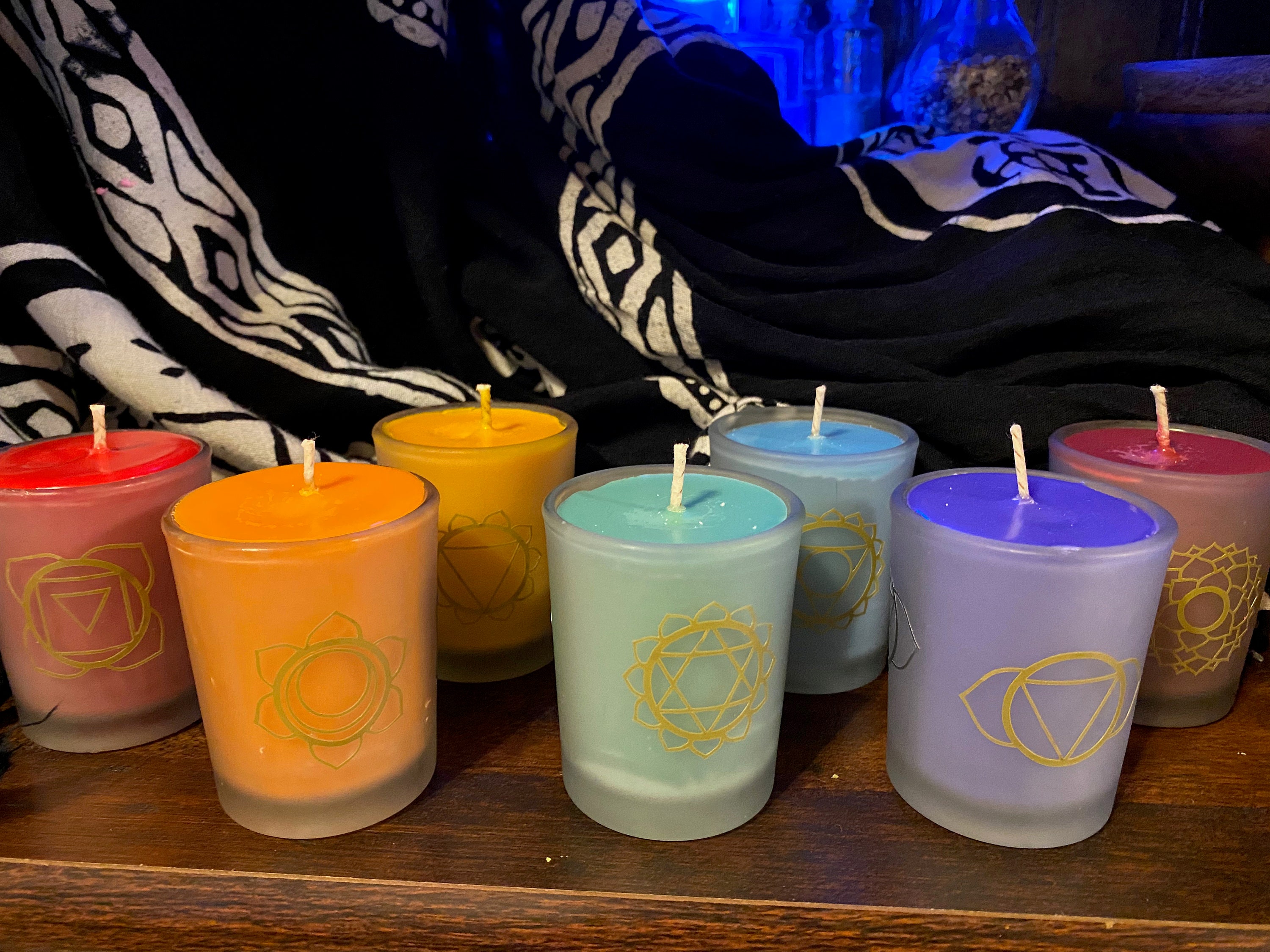 Chakra Candles Votive in Holder Handpoured Chakra Balancing Etsy