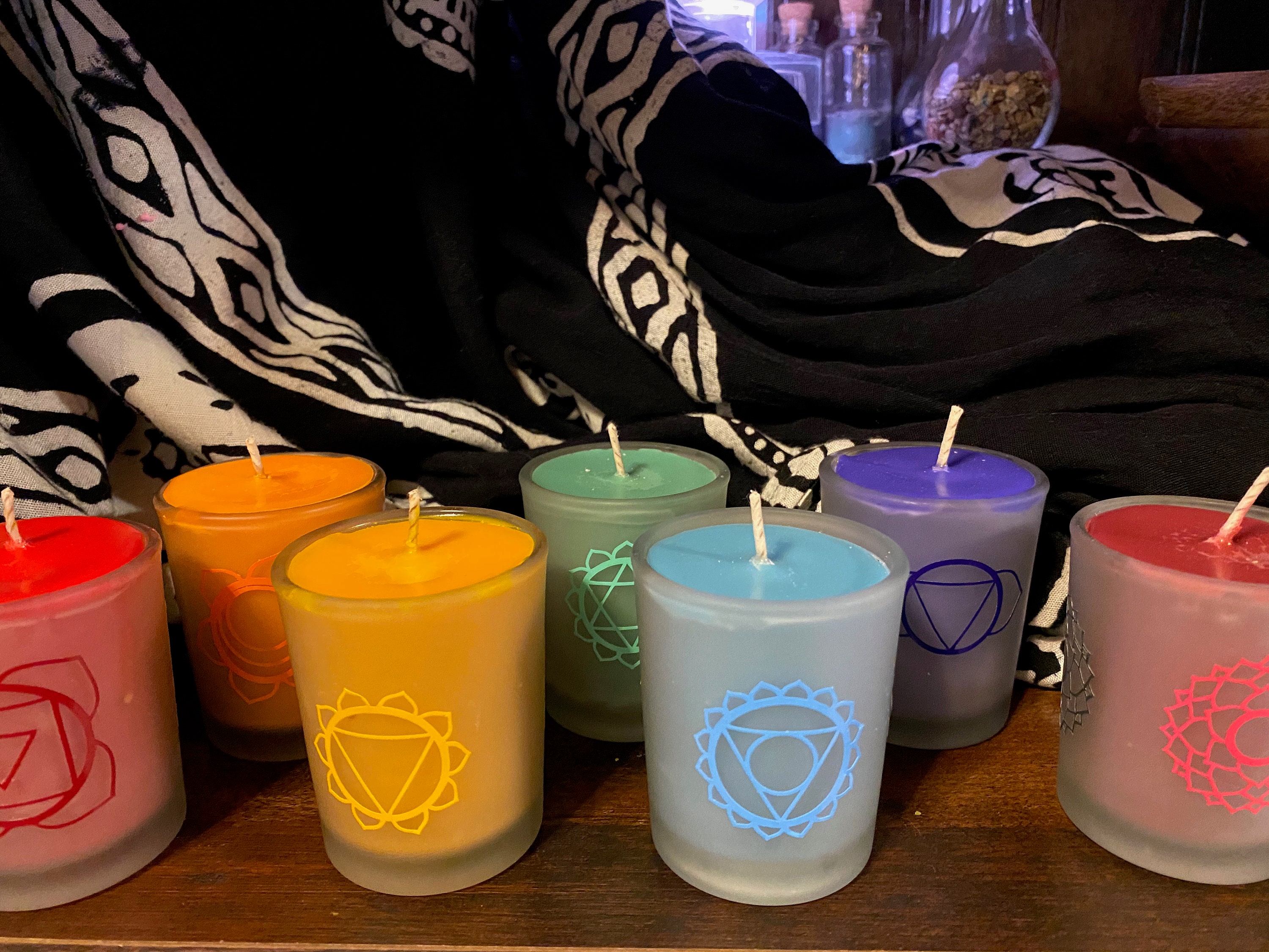 Chakra Candles Votive in Holder Handpoured Chakra Balancing Etsy