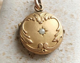 Pendentif Médaillon Victorien En Or 18 Carats - Bijou Antique Du 19ème Siècle, Très Bon état