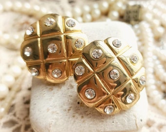 Prachtige grote Franse vintage goudkleurige metalen clip en ronde strassteentjes, Franse designerstijl, vintage bruiloft, cadeau voor haar
