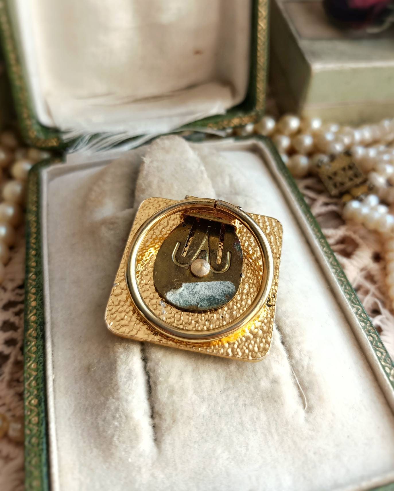 Broche Ancienne Vintage En Métal Doré - Motif Fleur, Cœur Et épi, Bijou Français