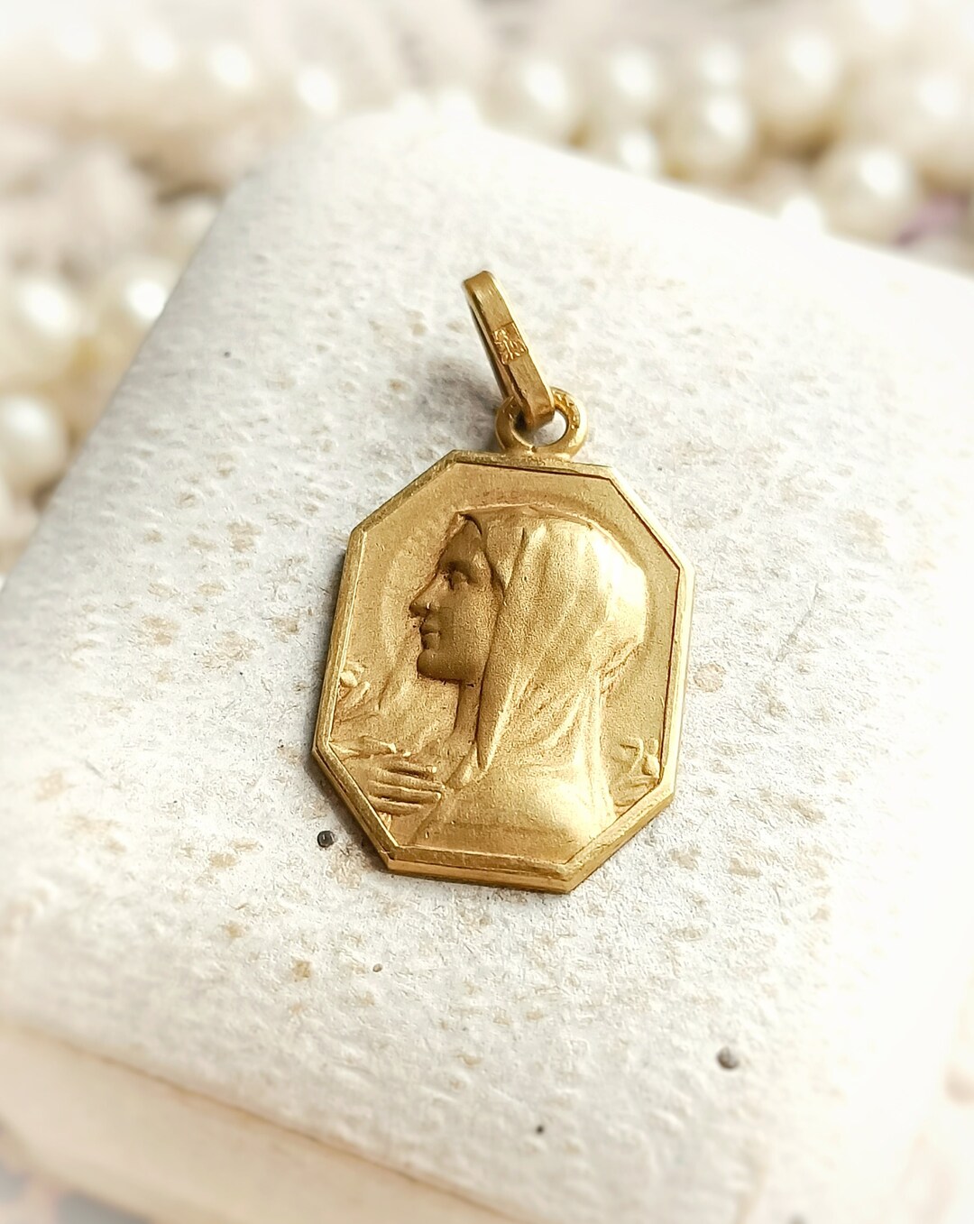 Beautiful French Antique Gold Filled Virgin Mary Catholic Medal ...