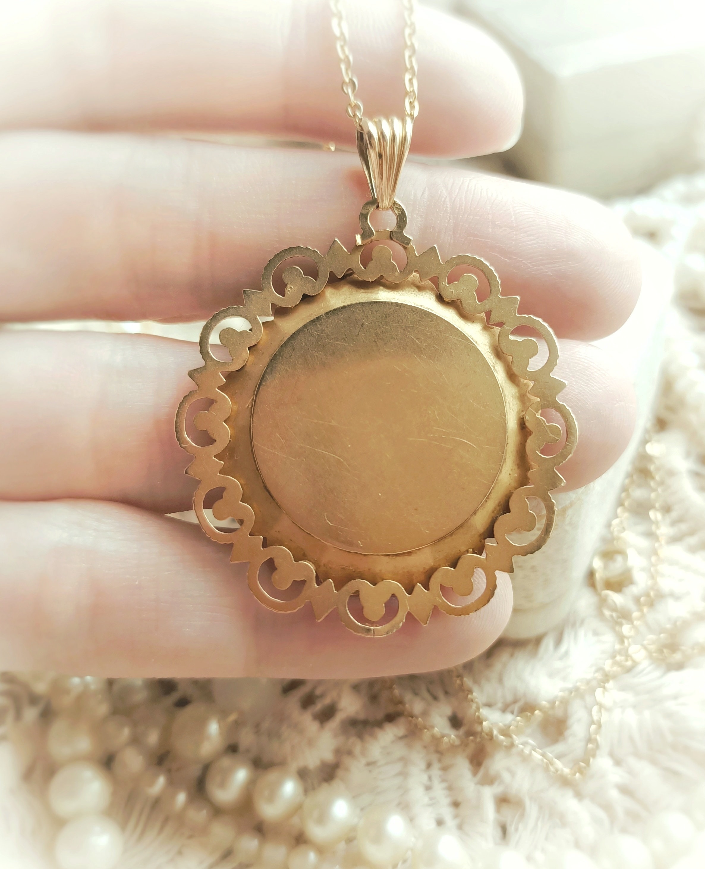 ANCIENNE MEDAILLE PENDENTIF religieuse vierge MARIE et anges en argent