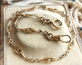 Belle ancienne chaîne de montre de poche en or des années 1900, chaîne Albert antique en or, accessoire de mariage pour homme vintage, cadeau pour lui