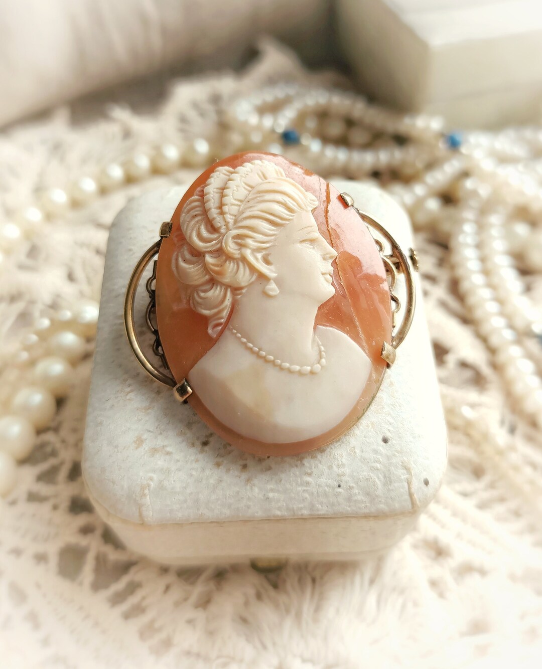 Broche Camée Vintage - Magnifique Bijou Ancien En Très Bon état, Sans Marque, Pour Femme