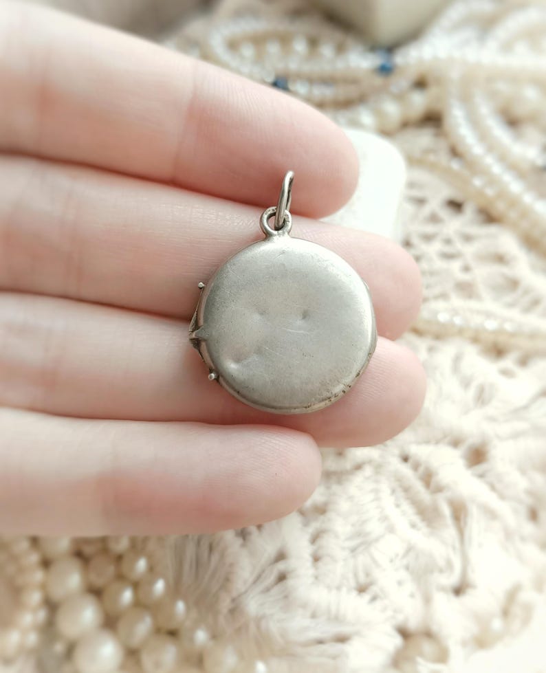 Beautiful Antique French Guilloche Silver Blue Enamel Engraved Round