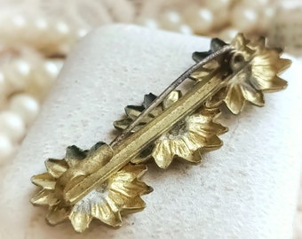 Broche Florale VINTAGE Années 1920 - Métal Doré Et Galalithe/Nacre - Occasion