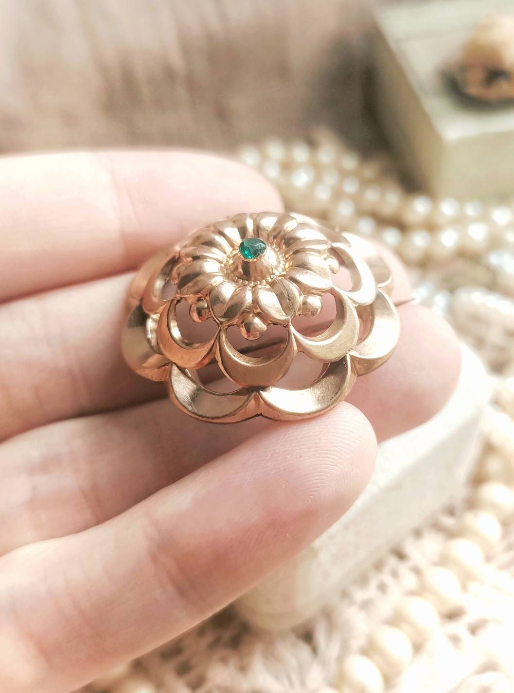 フランス】19世紀後半 アンティーク ブローチ 花 ゴールド エレガント