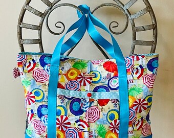 TTS38 - Beach Umbrellas Print Tote