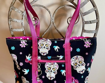 TTS36 - Glitter Sugar Skull Tote Bag