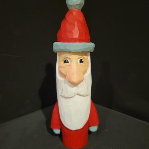 Hand Carved Hand Made Santa Clause Figurine Christmas Decoration 8 inches tall