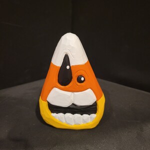 Holiday Hand Carved Hand Made Wooden Halloween Decoration Monstrous Candy Corn