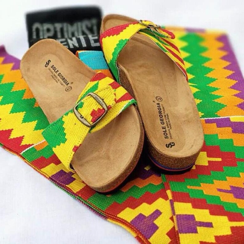 African Print Original Ghana Kente Sandals for Women Etsy