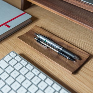 Walnut Pen Tray Valet Tray Desk Organizer Wood Pen Rest Pencil Holder Unique Gift image 2