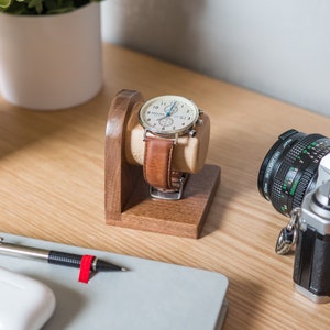 One Watch Stand in Walnut Wood | Adjustable Jewelry Holder | Wristwatch Storage | Timepiece Display| Special Mother's Day Gift