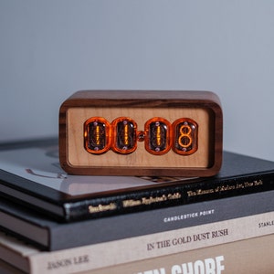 Nixie Tube Clock IN 12 Tubes with Premium Hardwood Modern Design Retro Table Office Clock image 6
