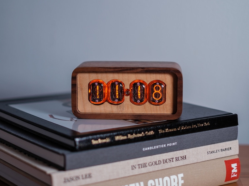 Nixie Tube Clock IN 12 Tubes with Premium Hardwood Modern Design Retro Table Office Clock image 6