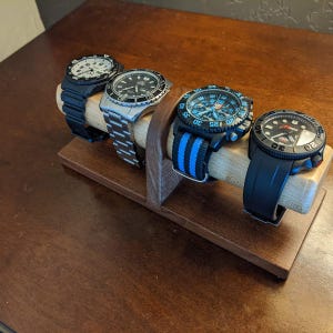 Walnut Watch Stand: Handmade 4 Watch Display, Personalized Gift, Bedside Jewelry Holder, Timestand L image 10