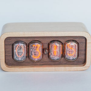 Nixie Tube Clock IN 12 Tubes with Premium Hardwood Modern Design Retro Table Office Clock image 4