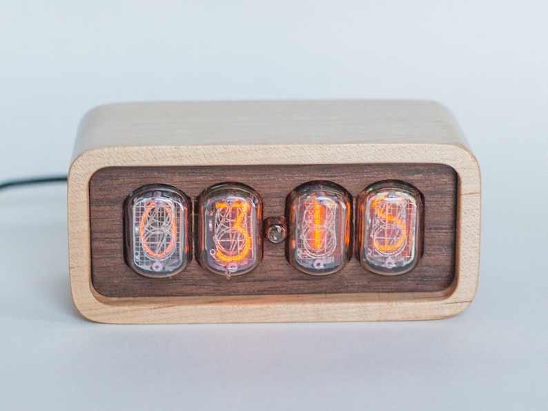 Nixie Tube Clock IN 12 Tubes with Premium Hardwood Modern Design Retro Table Office Clock image 4