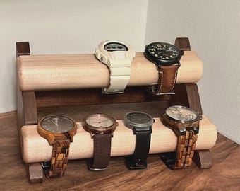 ウォールナット製腕時計スタンド：手作りの腕時計8本収納ディスプレイ
