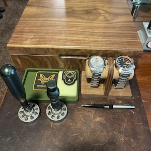Walnut Watch Stand: Handmade 2 Watch Display, Personalized Gift, Bracelet Holder, Timestand M image 7