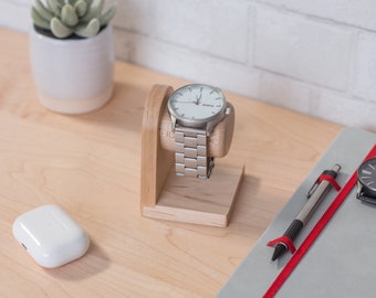 One Watch Stand in Maple wood | Adjustable Watch Holder | Watch Storage | Personalized | Simple & Elegant| Special Mother's Day Gift